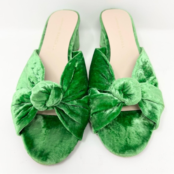 Loeffler Randall Celeste Velvet Knot Mid Heel Slide Sandals Green Size 6.5 - Picture 2 of 12